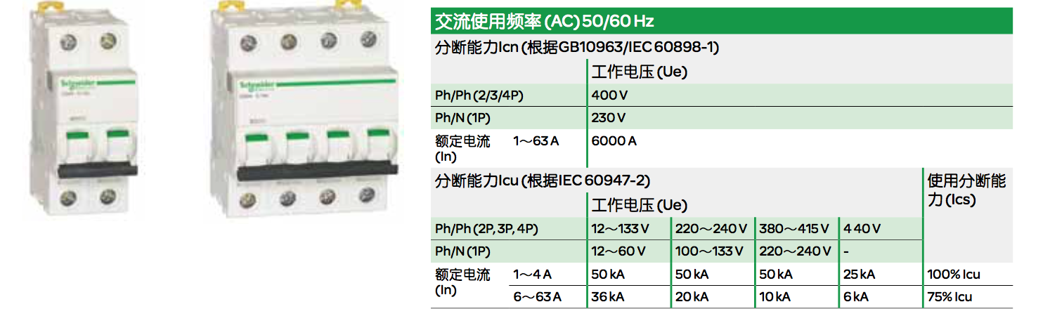 施耐德IC65N,EA9系列斷路器的脫扣曲線有哪幾種？